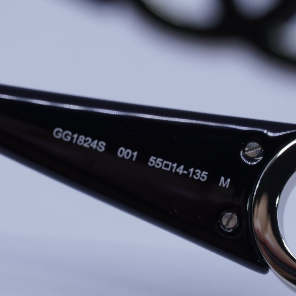 Gucci GG1824S 001 Sunglasses Black/Silver Cat Eye Frame, Grey Lenses - Picture 7 of 11